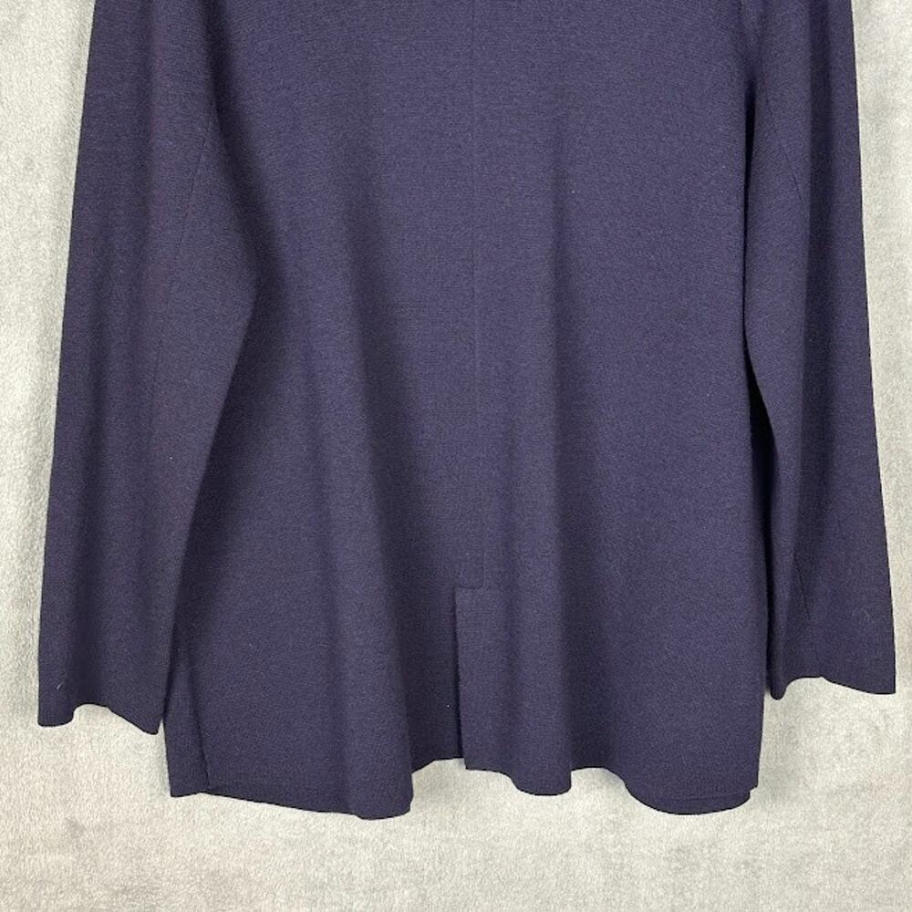 Eileen Fisher Sweater Womens 1X Navy Merino Wool Cardigan Preppy Career Neutral - Picture 5 of 11